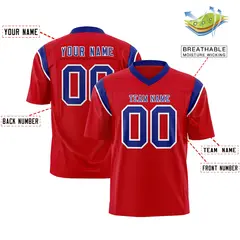 Red Royal Shoulder Cut Two-Tone Flag Football Jersey 2