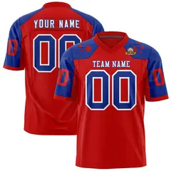 Red Royal Shoulder Star Pattern Flag Football Jersey 1