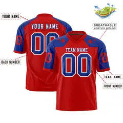 Red Royal Shoulder Star Pattern Flag Football Jersey 2