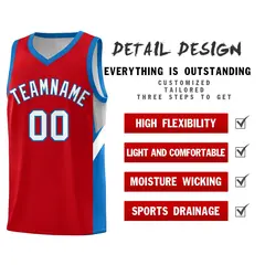 Red Royal Side Design Basketball Sports Uniform Jersey 2