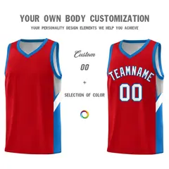 Red Royal Side Design Basketball Sports Uniform Jersey 3