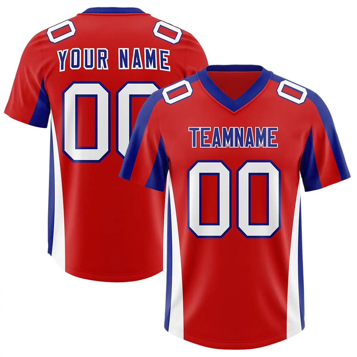 Red Royal Side Stripe Authentic Football Jersey