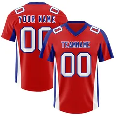 Red Royal Side Stripe Authentic Football Jersey 1