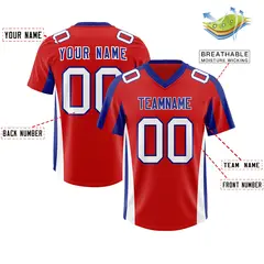 Red Royal Side Stripe Authentic Football Jersey 2