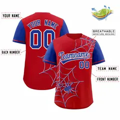 Red Royal Spider Web Raglan Sleeves Baseball Jersey 2
