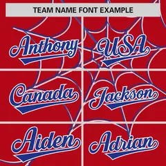 Red Royal Spider Web Raglan Sleeves Baseball Jersey 3
