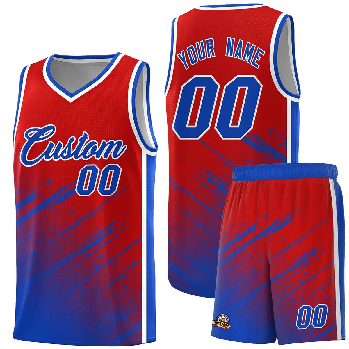 Red Royal Splash Basketball Uniforms for Training