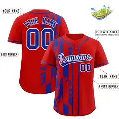 Red Royal Split Coconut Tree Baseball Jersey 2