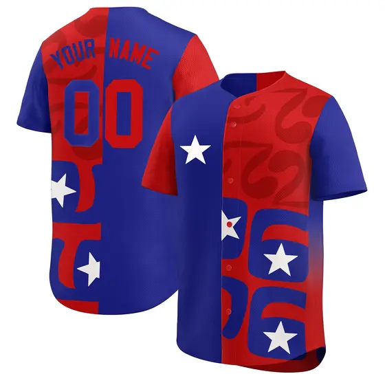 Red Royal Split Flag Star Graffiti World Cup Baseball Jersey