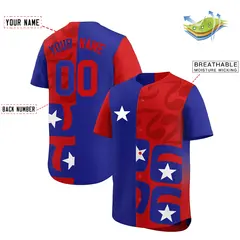Red Royal Split Flag Star Graffiti World Cup Baseball Jersey 2