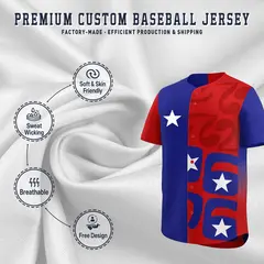 Red Royal Split Flag Star Graffiti World Cup Baseball Jersey 3