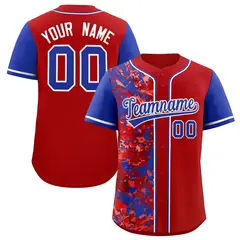 Red Royal Split Graffiti Raglan Sleeve Baseball Jersey 1
