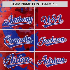 Red Royal Split Graffiti Raglan Sleeve Baseball Jersey 3