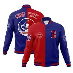 Red Royal Split Letterman Full-Snap Varsity Baseball Jacket 1