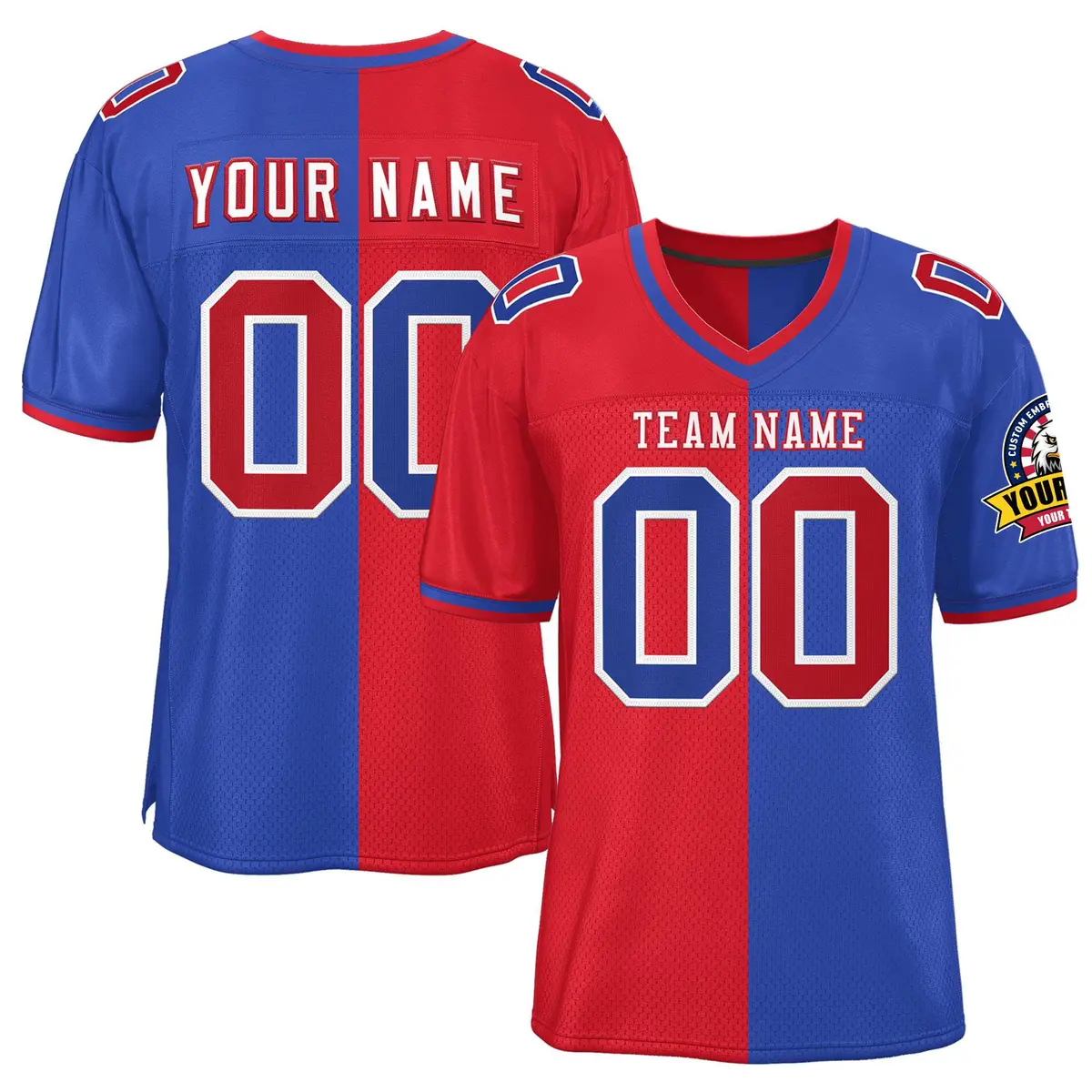 Red Royal Split Two Tone Authentic Football Jersey