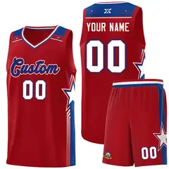 Red Royal Star Graffiti Basketball Jersey Sports Uniform 1