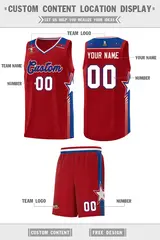 Red Royal Star Graffiti Basketball Jersey Sports Uniform 2