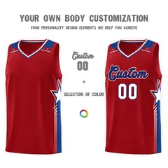 Red Royal Star Graffiti Basketball Jersey Sports Uniform 3