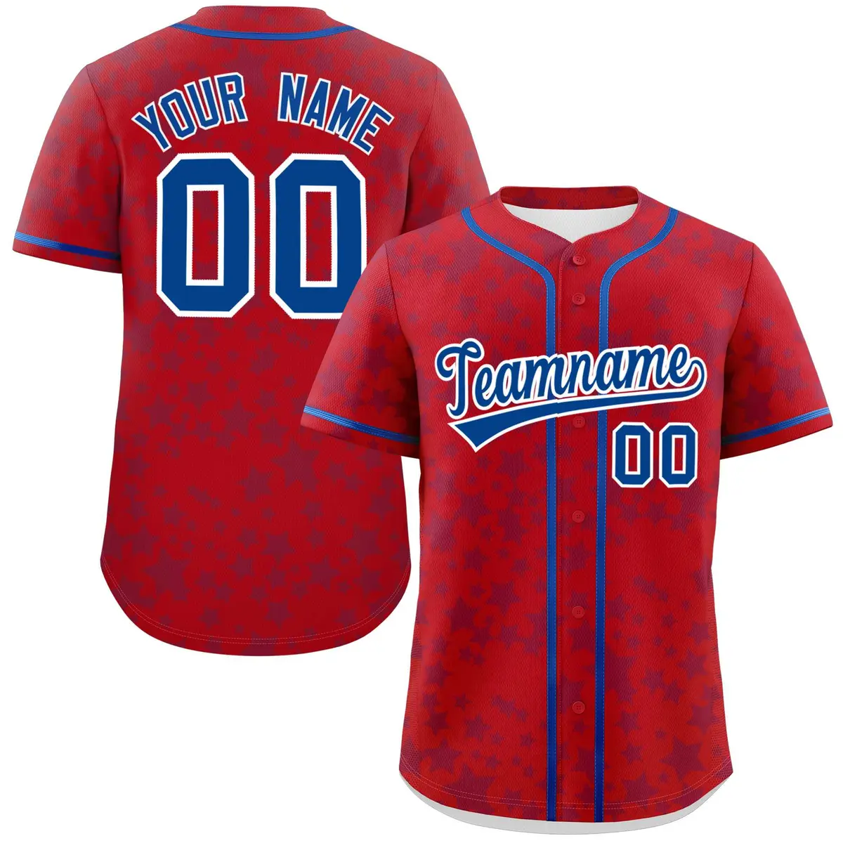 Red Royal Star Graffiti Pattern Authentic Baseball Jersey