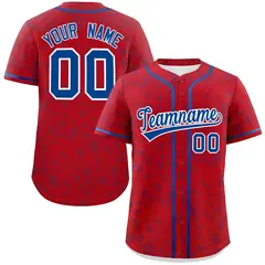 Red Royal Star Graffiti Pattern Authentic Baseball Jersey 1