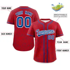 Red Royal Star Graffiti Pattern Authentic Baseball Jersey 2
