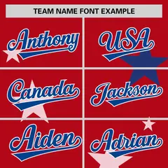 Red Royal Star Graffiti Two-Button Baseball Jersey 3