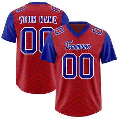 Red Royal Star Pattern Raglan Sleeves Football Jersey 1
