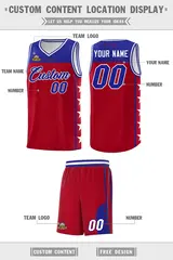 Red Royal Star Pattern Team Basketball Jersey 5