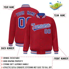 Red Royal Star Pattern Varsity Letterman Baseball Jacket 2