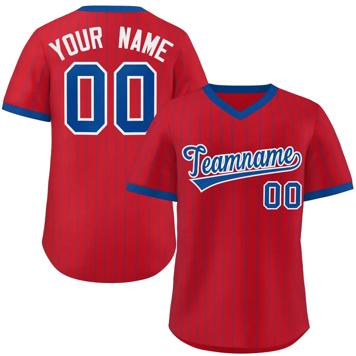 Red Royal Stripe Authentic Pullover Baseball Jersey