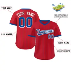 Red Royal Stripe Authentic Pullover Baseball Jersey 2