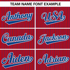 Red Royal Stripe Authentic Pullover Baseball Jersey 3
