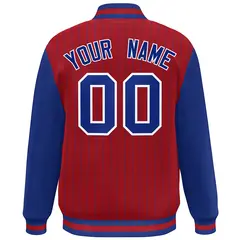 Red Royal Stripe Raglan Varsity Bomber Jacket 4
