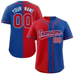Red Royal Stripe-Solid Combo Baseball Jersey