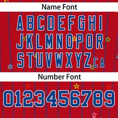 Red Royal Stripe Star Pattern Authentic Baseball Jersey 4