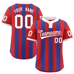 Red Royal Stripe Two-Button Softball Jersey