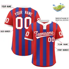Red Royal Stripe Two-Button Softball Jersey 2
