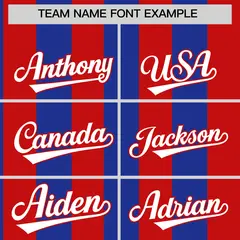 Red Royal Stripe Two-Button Softball Jersey 3