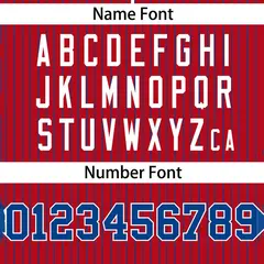 Red Royal Stripe Two-Button Softball Jersey 3