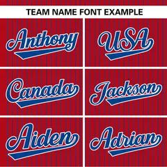 Red Royal Stripe Two-Button Softball Jersey 4