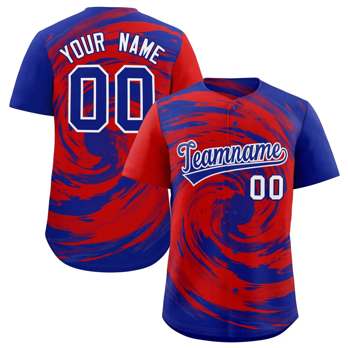 Red Royal Swirl Graffiti Baseball Jersey