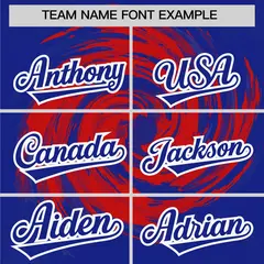 Red Royal Swirl Graffiti Baseball Jersey 3
