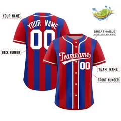 Red Royal Thick Stripe Authentic Baseball Jersey 2