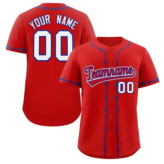 Red Royal Thorns Ribbed Authentic Classic Baseball Jersey