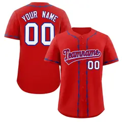 Red Royal Thorns Ribbed Authentic Classic Baseball Jersey 1