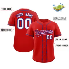 Red Royal Thorns Ribbed Authentic Classic Baseball Jersey 2