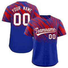 Red Royal Tiger Stripe Gradient Animal Print Baseball Jersey 1