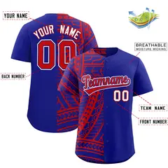 Red Royal Tribal Split Baseball Jersey 2
