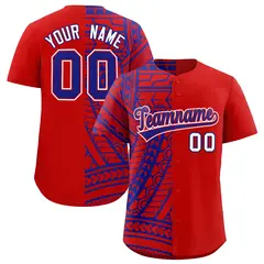 Red Royal Tribal Split Baseball Jersey 1
