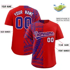Red Royal Tribal Split Baseball Jersey 2
